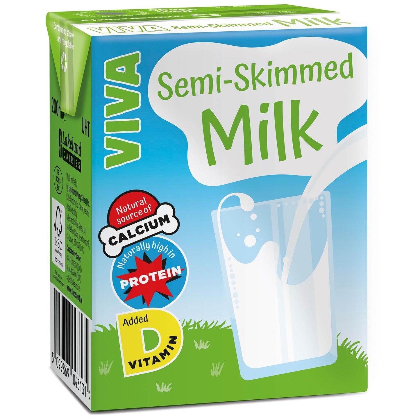 VIVA Semi-Skimmed Milk Carton 200ml x 27