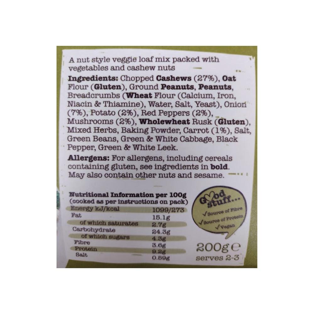 Artisan Grains Country Vegetable & Cashew Nut Roast 200g x 6 Label