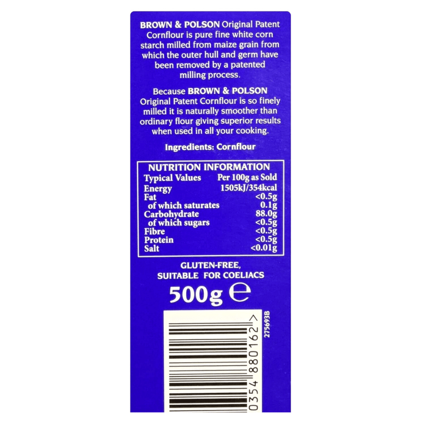 Brown & Polson - Original Patent Cornflour - 500g x 10 Label