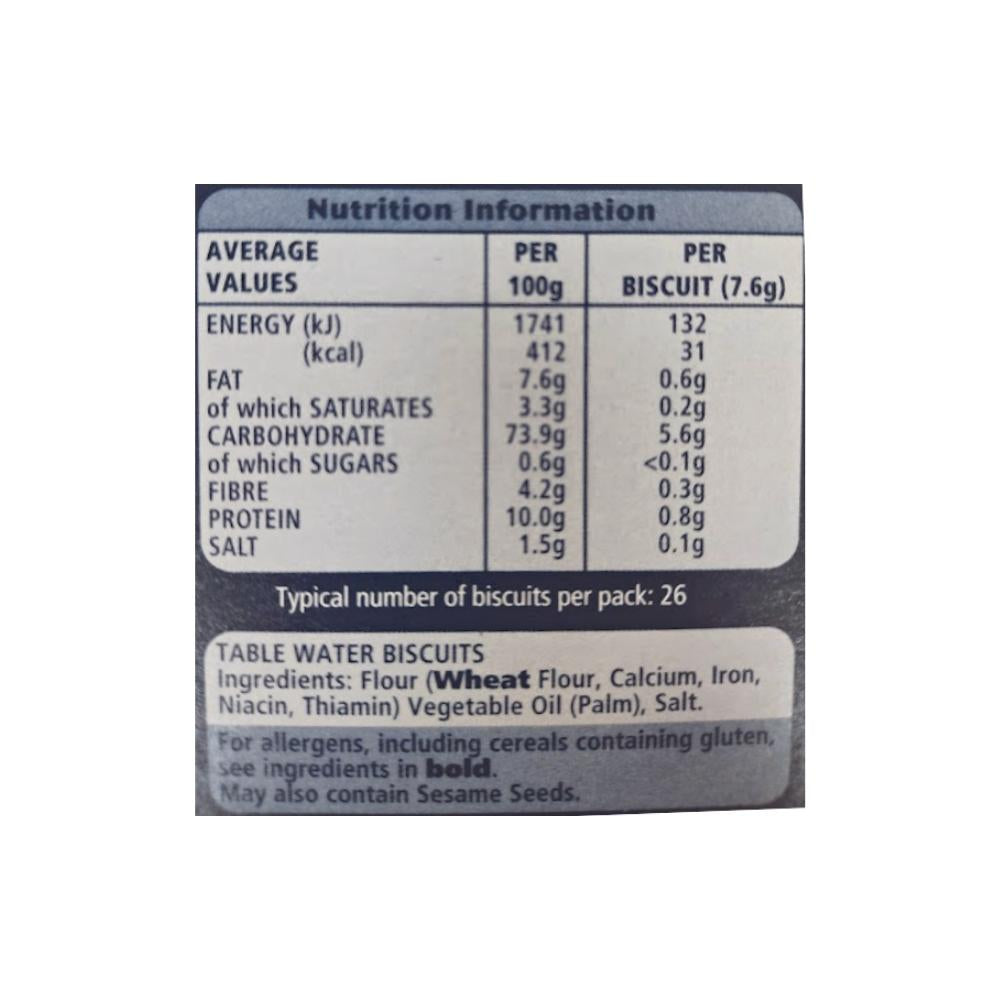 Carr's Table Water Large Biscuits 200g x 6 Label