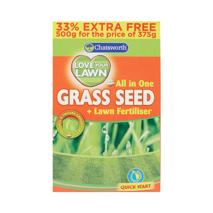 Chatsworth All in One Grass Seed & Lawn Fertiliser 500g x 6