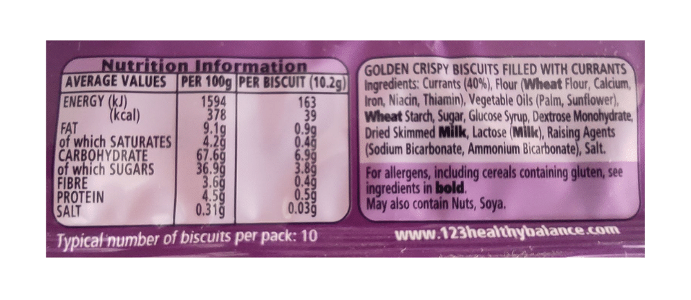 Crawford's Garibaldi Biscuits 100g x 12 Label
