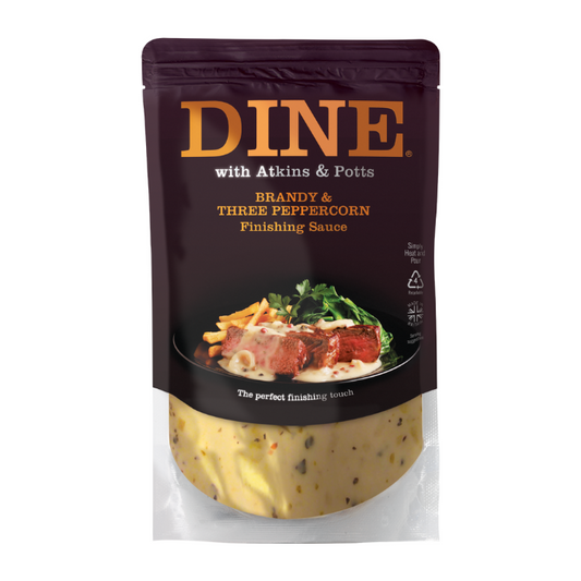 DINE with Atkins & Potts Brandy & Three Peppercorn Finishing Sauce 350g x 6