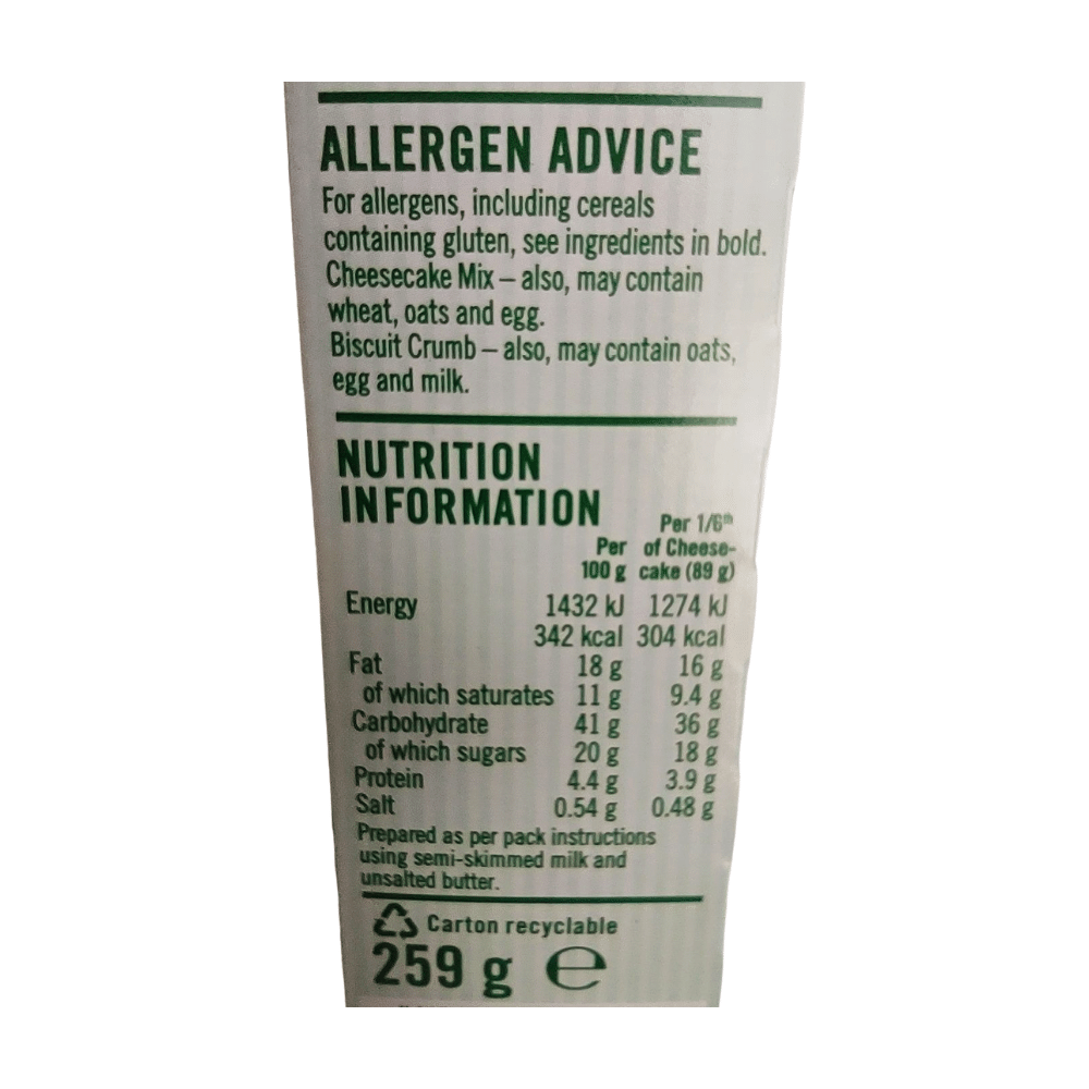 Green's Velvety Cheesecake Mix 259g x 6 Label (2)