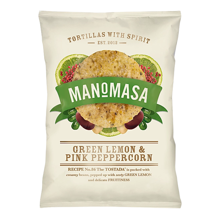Manomasa Green Lemon & Pink Peppercorn Tortilla Chips 160g x 12