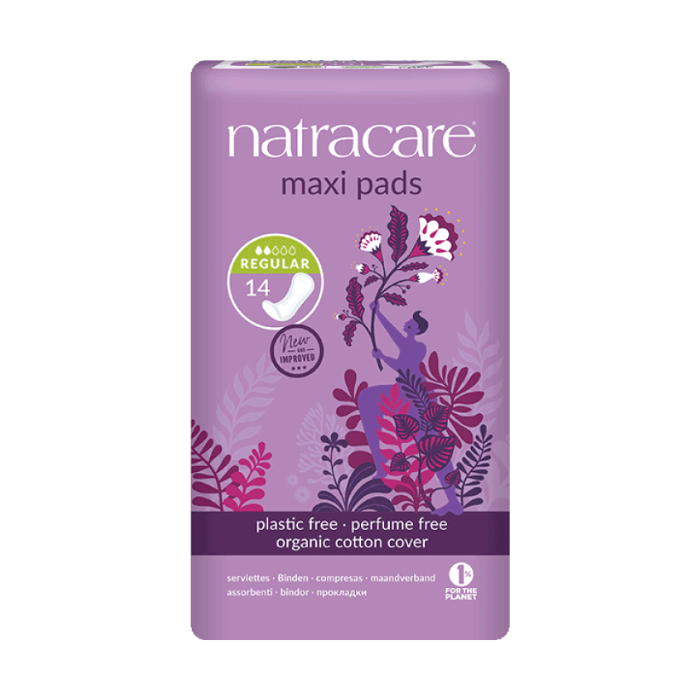 Natracare Regular Natural Maxi Pads 14 Pack x 12