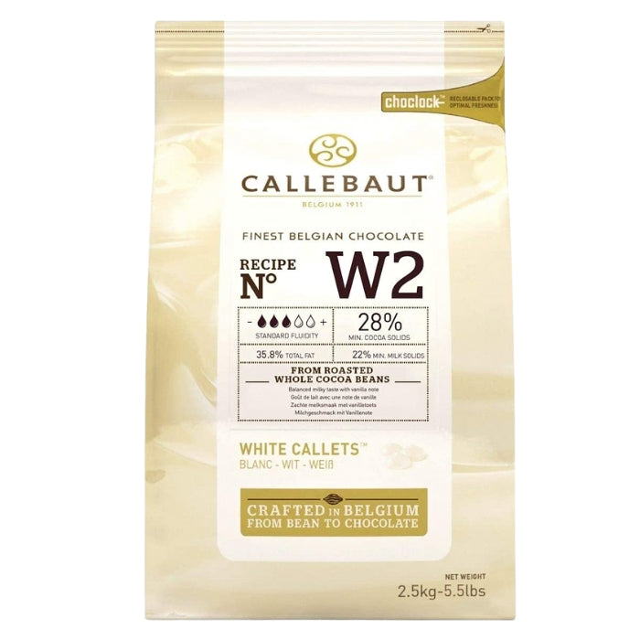 Callebaut Finest Belgian Chocolate White Callets 2.5kg x 8