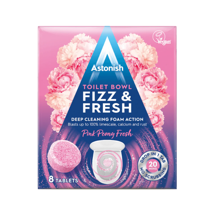 Astonish Toilet Bowl Fizz & Fresh - Pink Peony Fresh - 8 Pack x 8