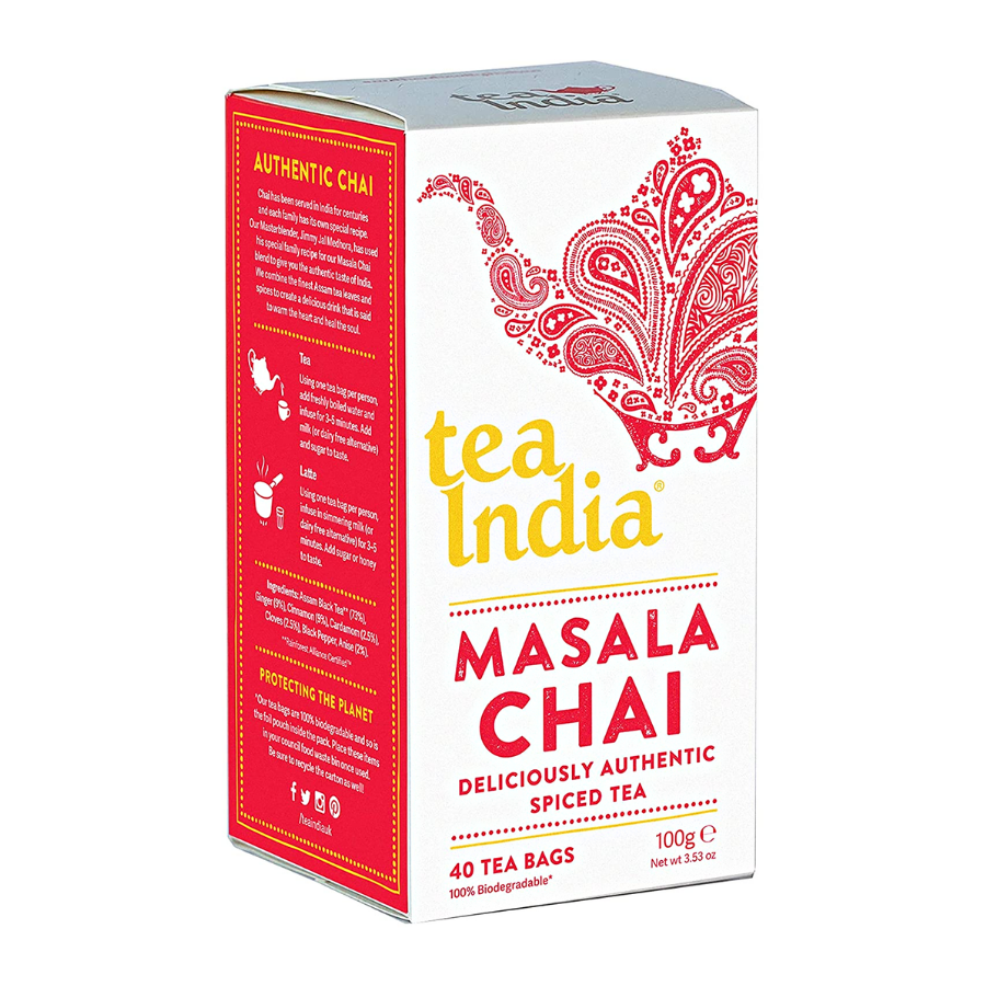 Tea India Masala Chai 40 Tea Bags, 100g x 4