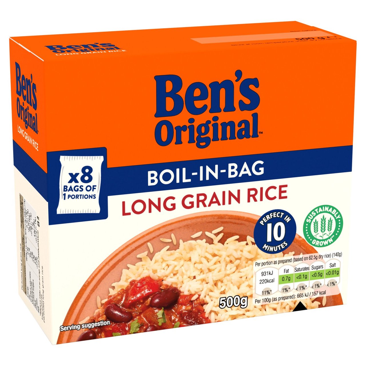 Ben's Original Boil In Bag Long Grain Rice 500g x 12