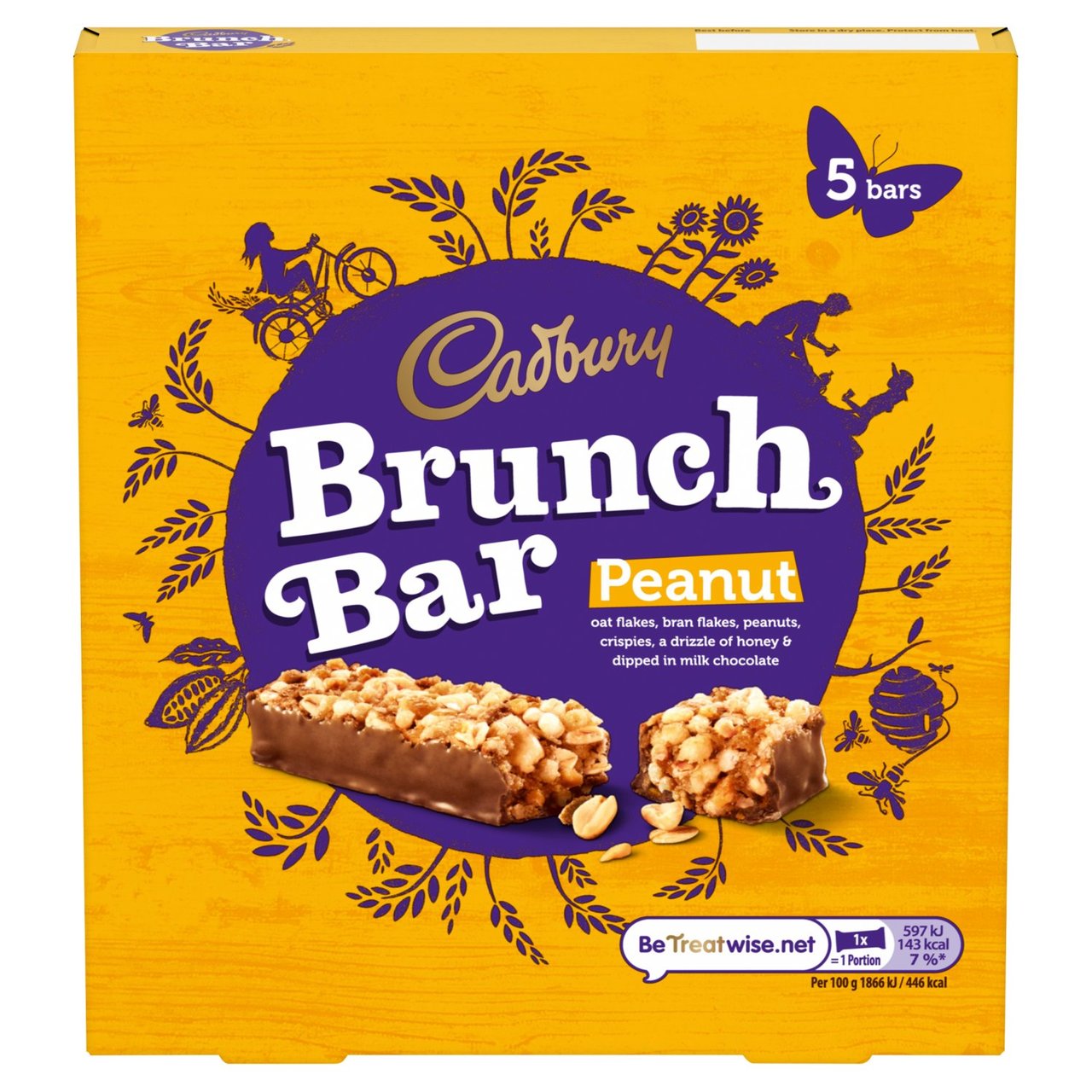 Cadbury Brunch Bar Peanut 5 Pack x 8