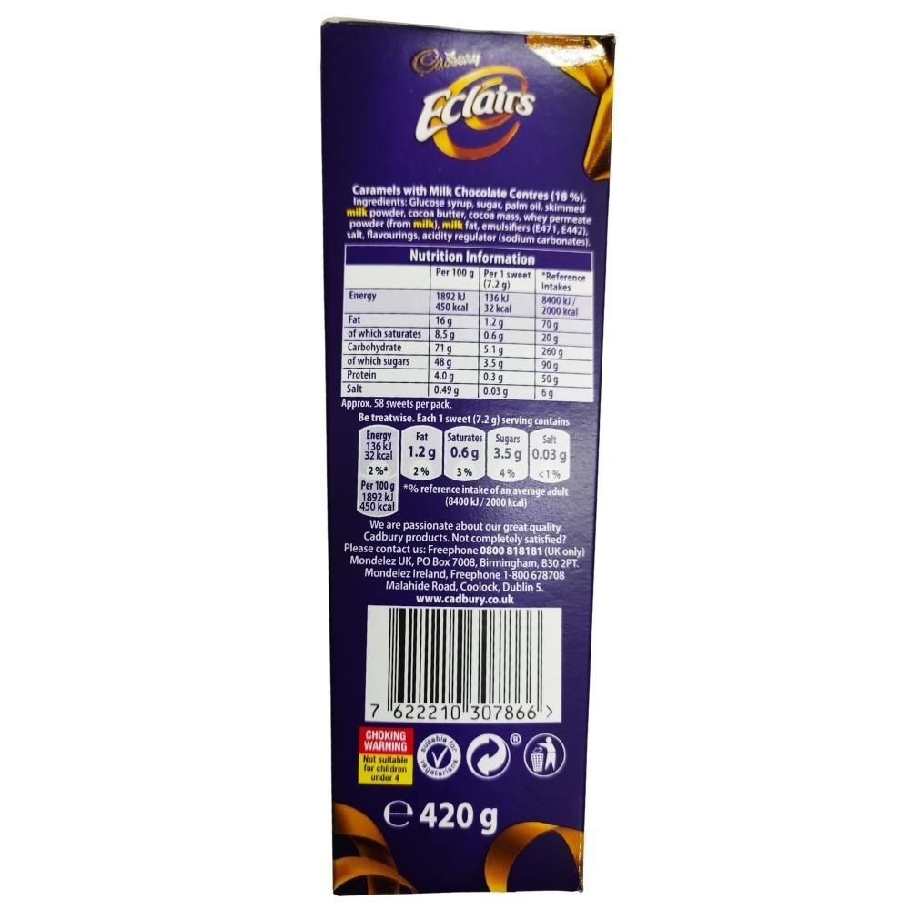 Cadbury Eclairs Chocolate Carton 420g x 6 Label