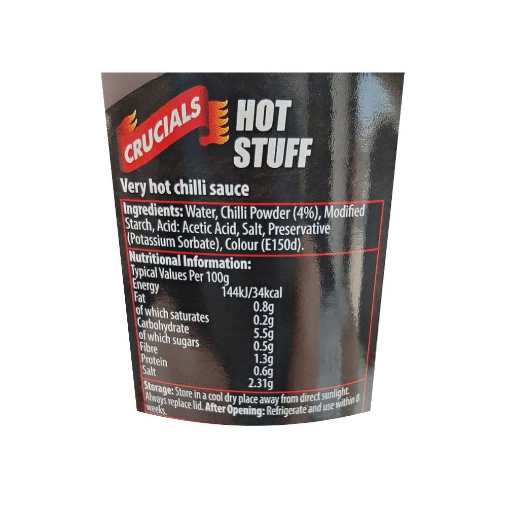 Crucials Hot Stuff Sauce 500ml x 12 Label