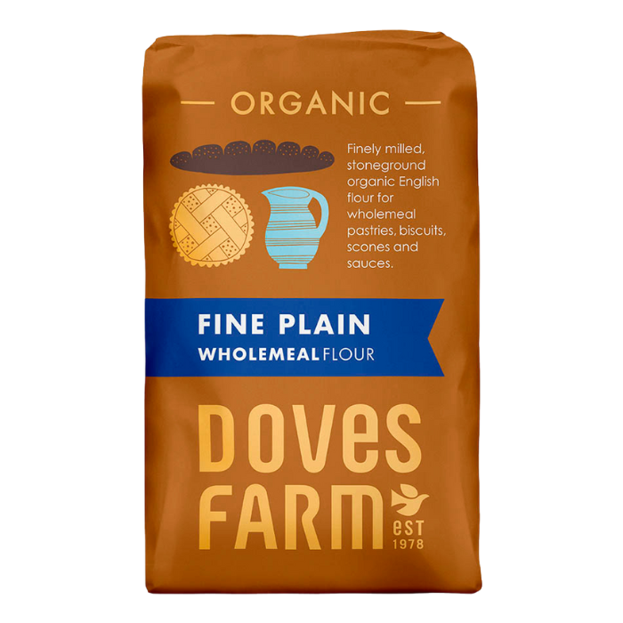 Doves Farm Organic Fine Plain Wholemeal Flour 1kg x 5