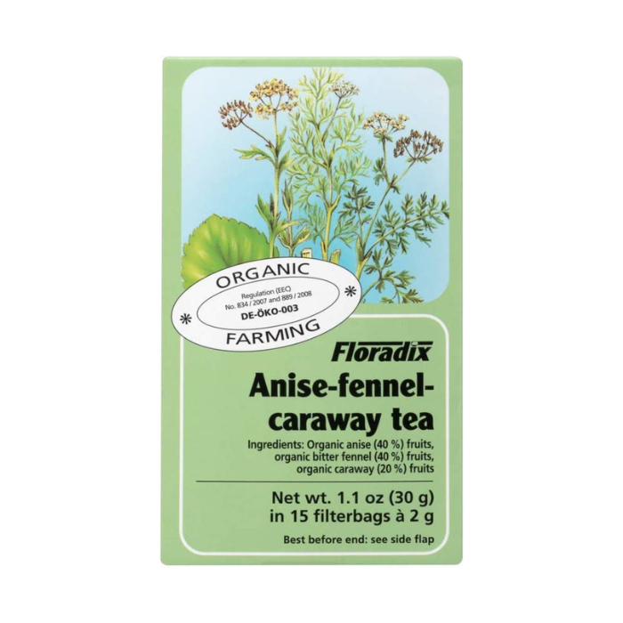 Floradix Anise-Fennel-Caraway Herbal Tea 15 Teabags x 12