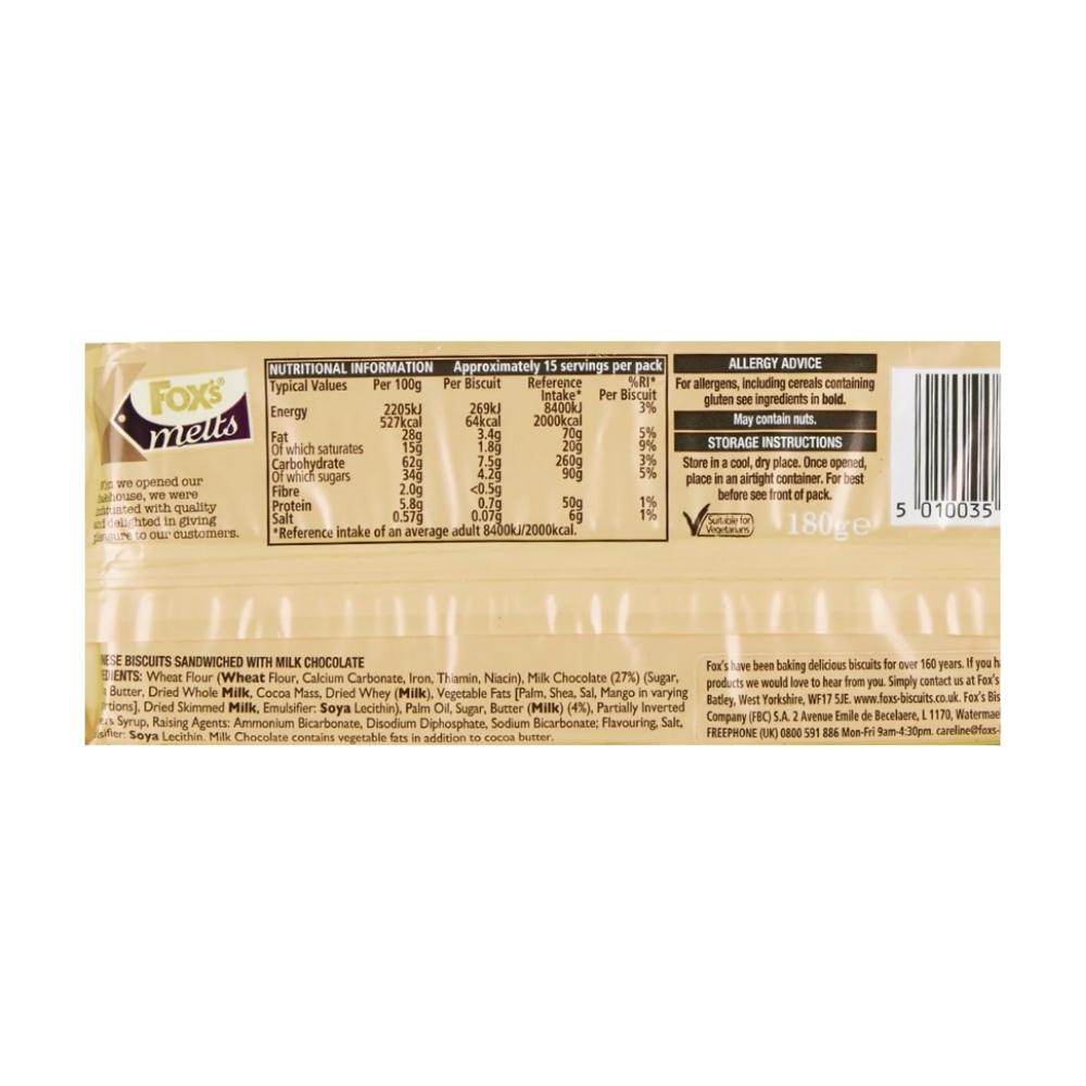 Fox's Melts Viennese Chocolate 180g x 12 Label