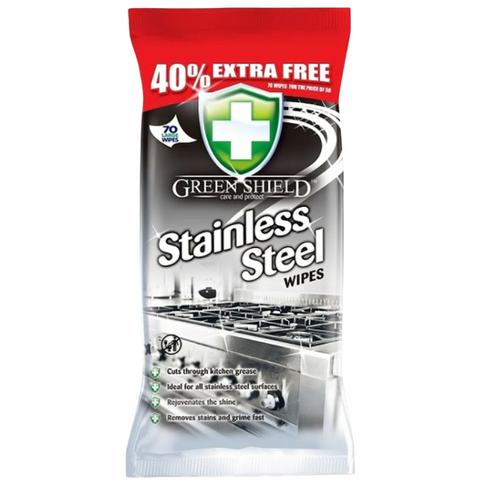 Green Shield Stainless Steel Wipes 70 Sheets x 12