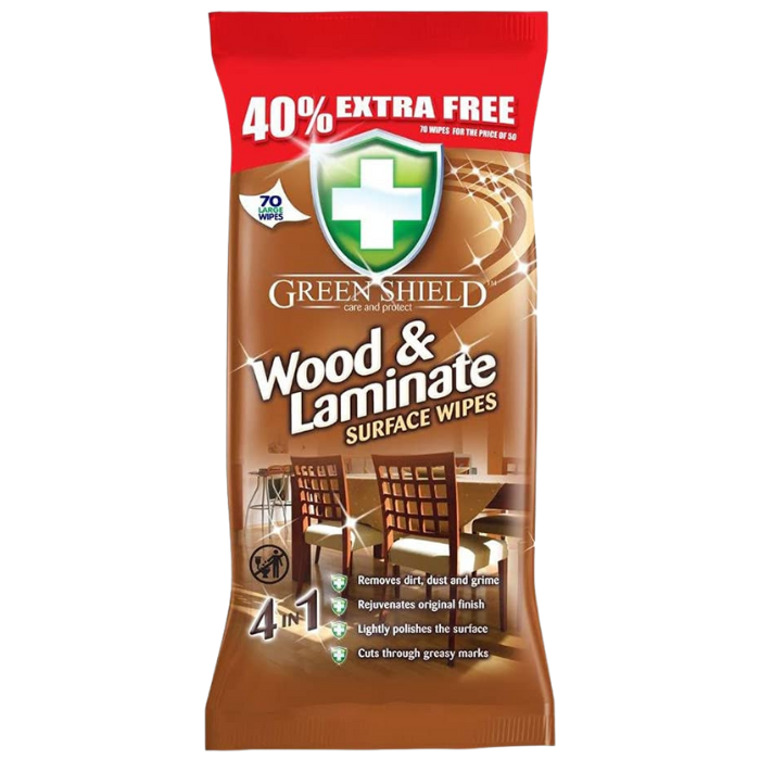 Green Shield Wood & Laminate Surface Wipes 70 Sheets x 12