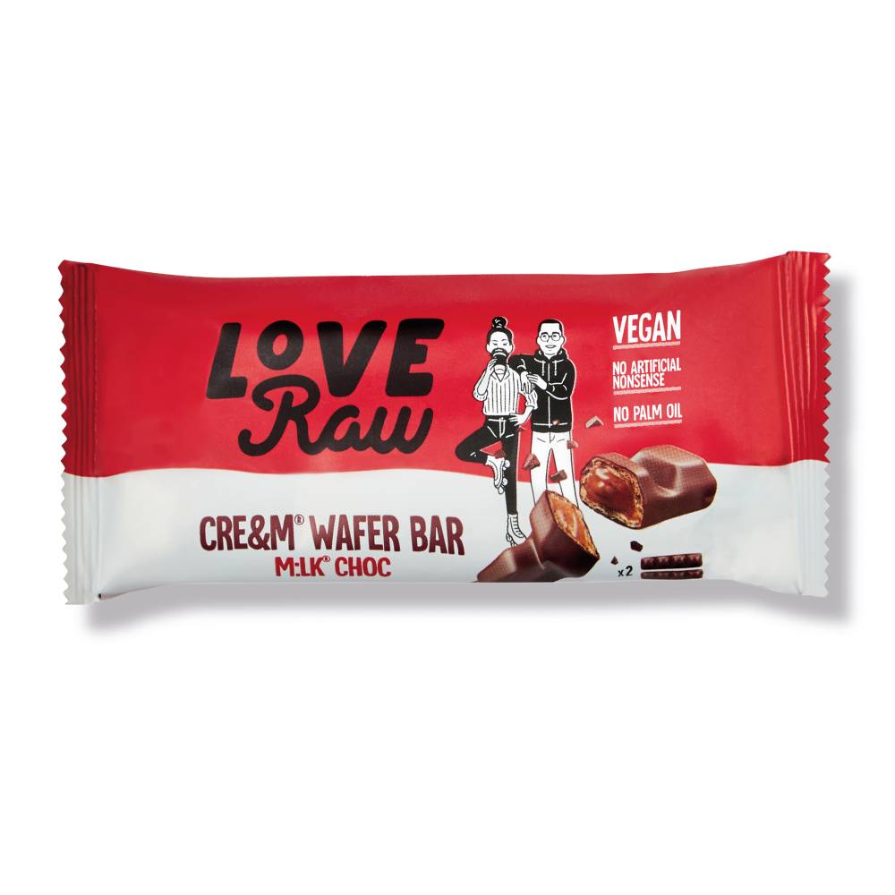 LoveRaw Milk Chocolate Cre&m Wafer Bar 43g x 12