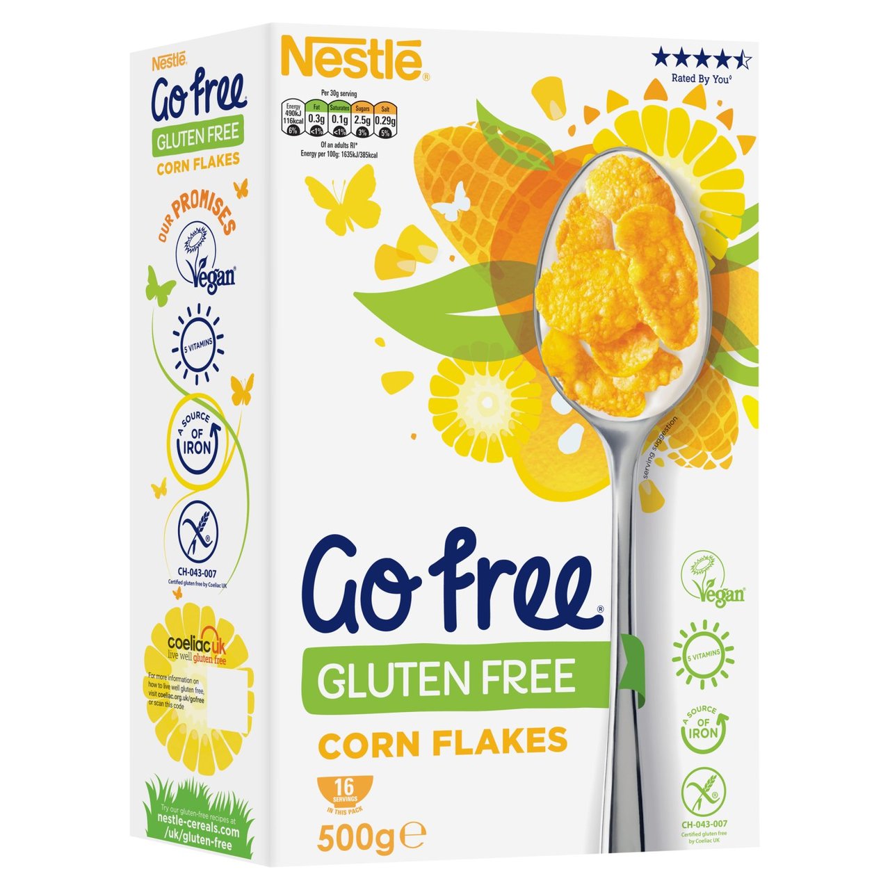 Nestle Go Free Corn Flakes Gluten Free Cereal 500g x 7