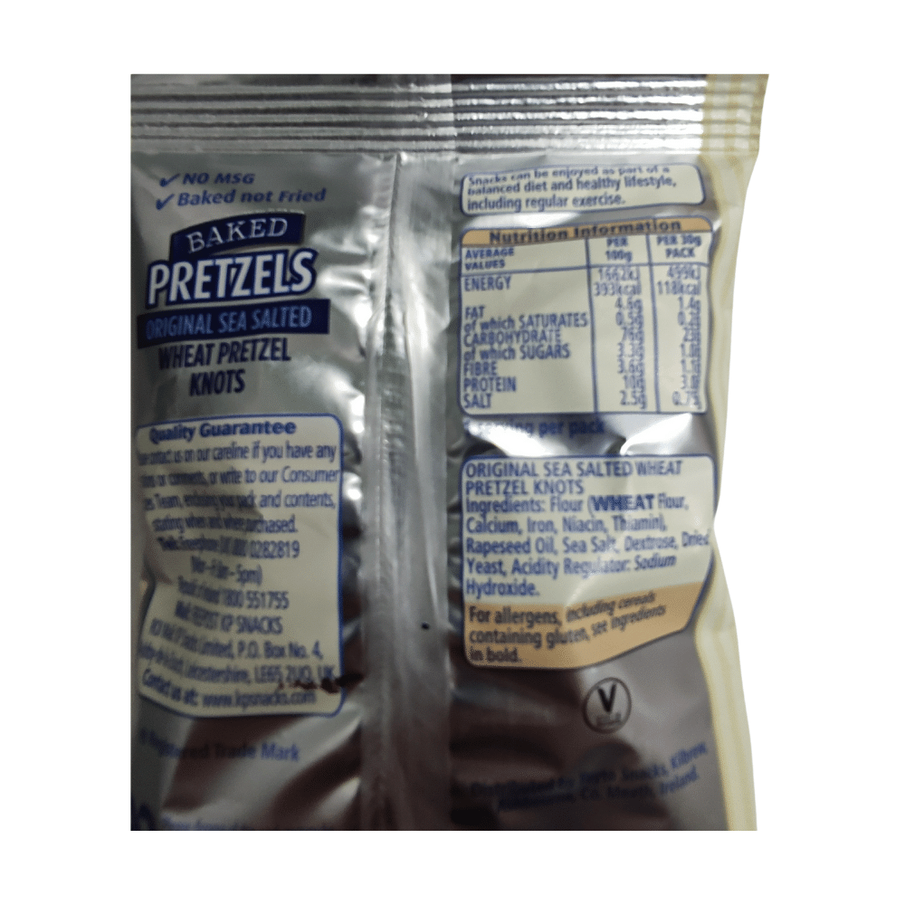 Penn State Original Sea Salted Pretzels 30g x 33 Label