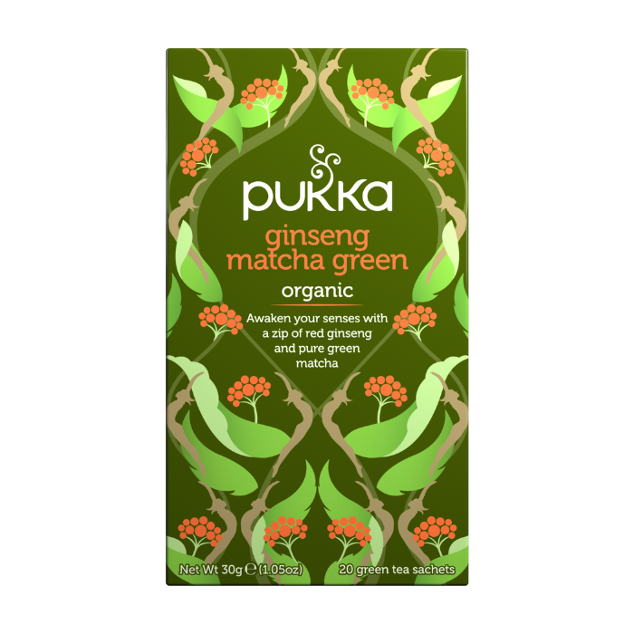 Pukka Herbs Ginseng Matcha Green 20 Tea Sachets x 4