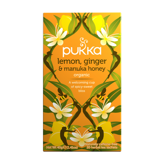 Pukka Herbs Lemon, Ginger & Manuka Honey 20 Tea Sachets x 4