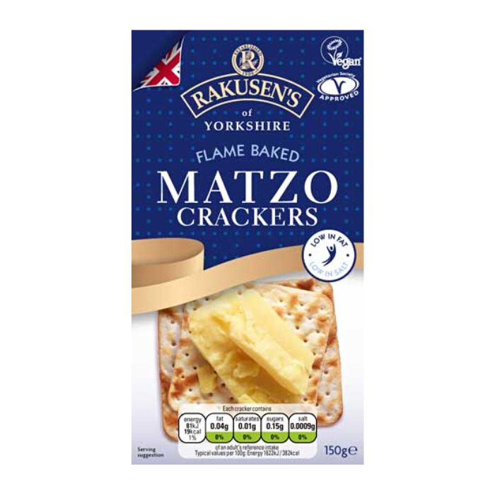 Rakusen's Flame Baked Matzo Crackers 150g x 10