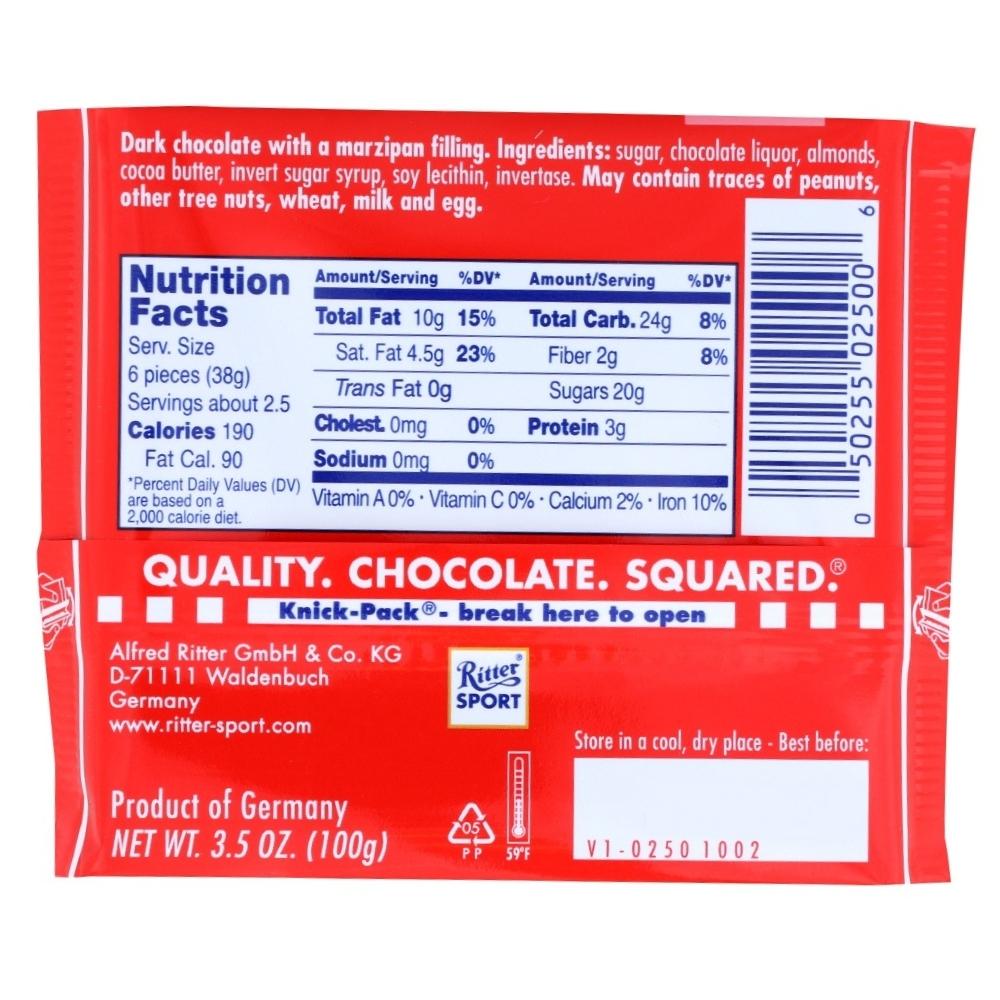 Ritter Sport Marzipan Chocolate Bar 100g x 12 Label