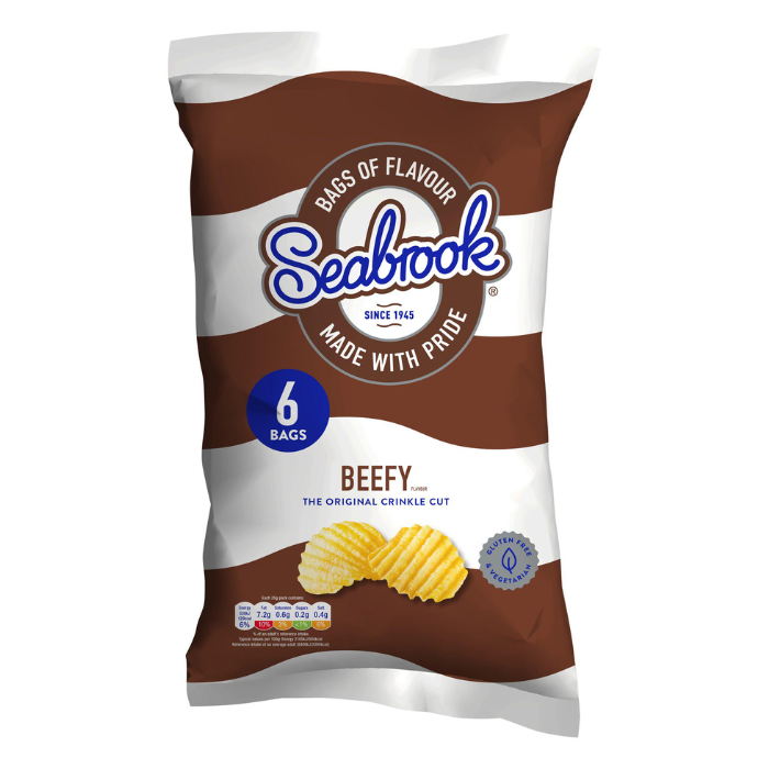 Seabrook Crinkle Cut Beefy Crisps 6 Pack x 8