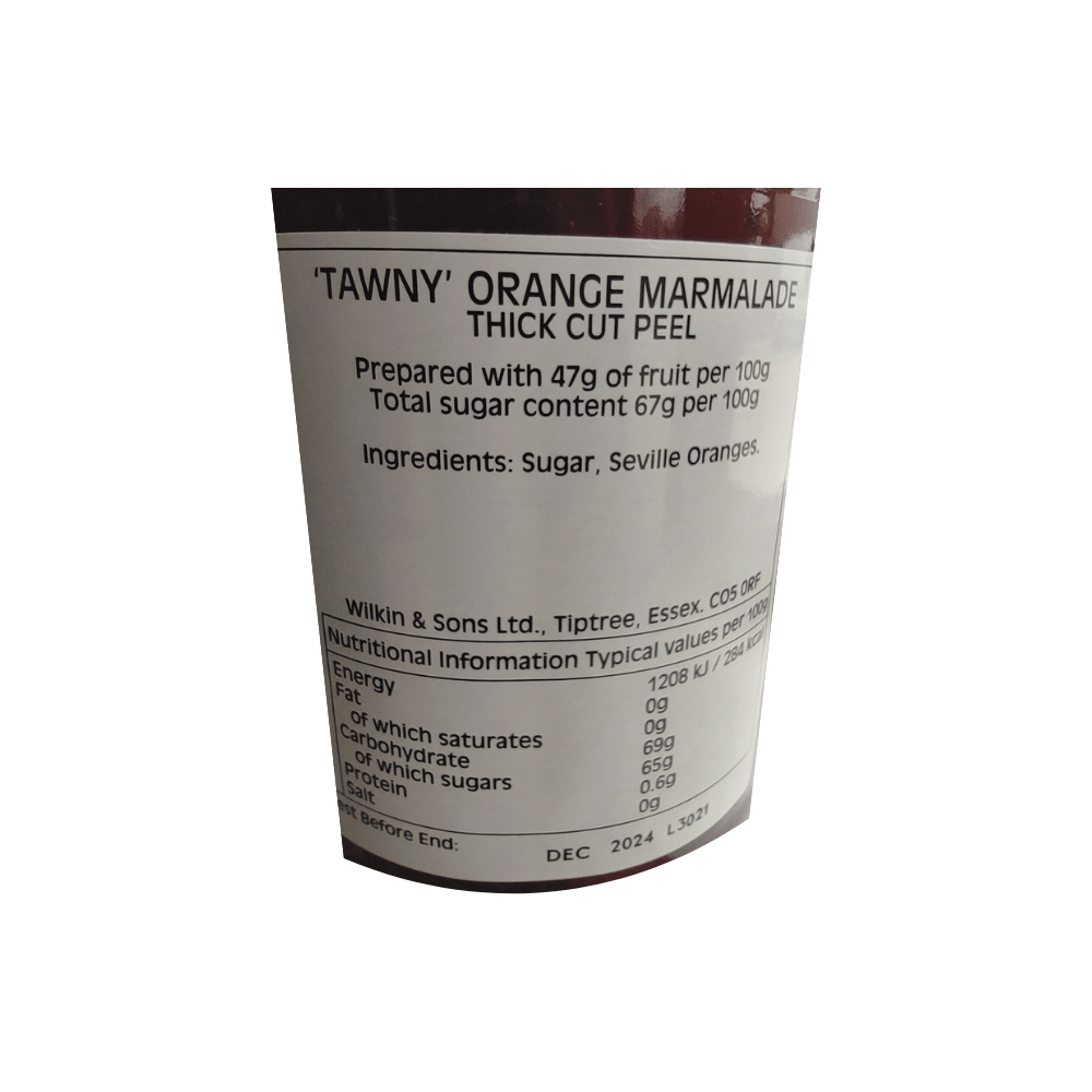 Tiptree Tawny Orange Thick Cut Marmalade 340g x 6 Label