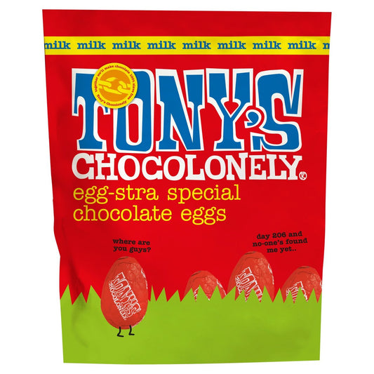 Tony's Chocolonely Easter Eggs Milk Chocolate Pouch 180g x 8