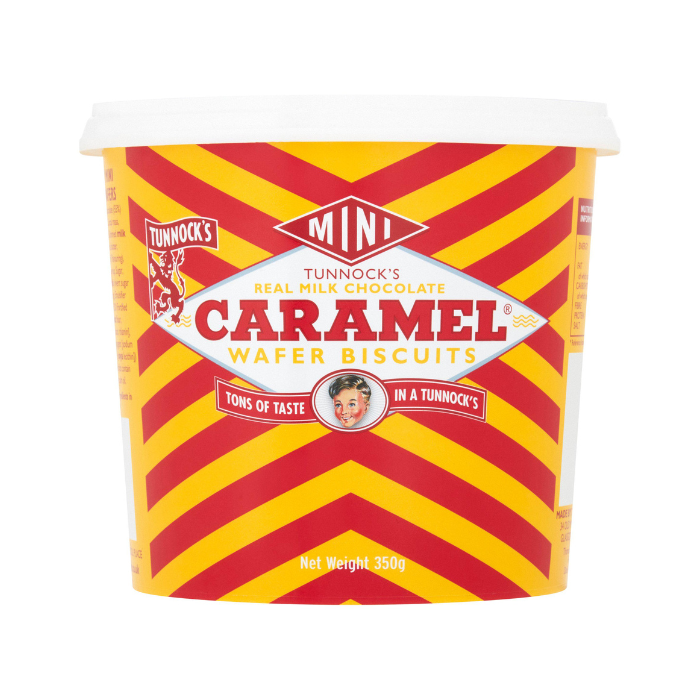 Tunnock's Mini Milk Chocolate Caramel Wafer Biscuits Tub 350g x 12