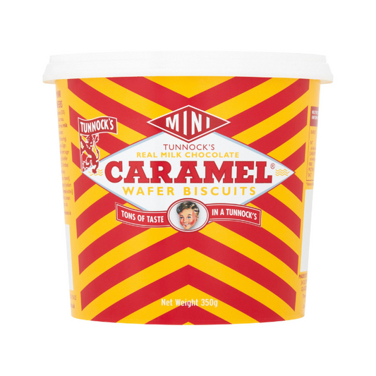 Tunnock's Mini Milk Chocolate Caramel Wafer Biscuits Tub 350g x 12