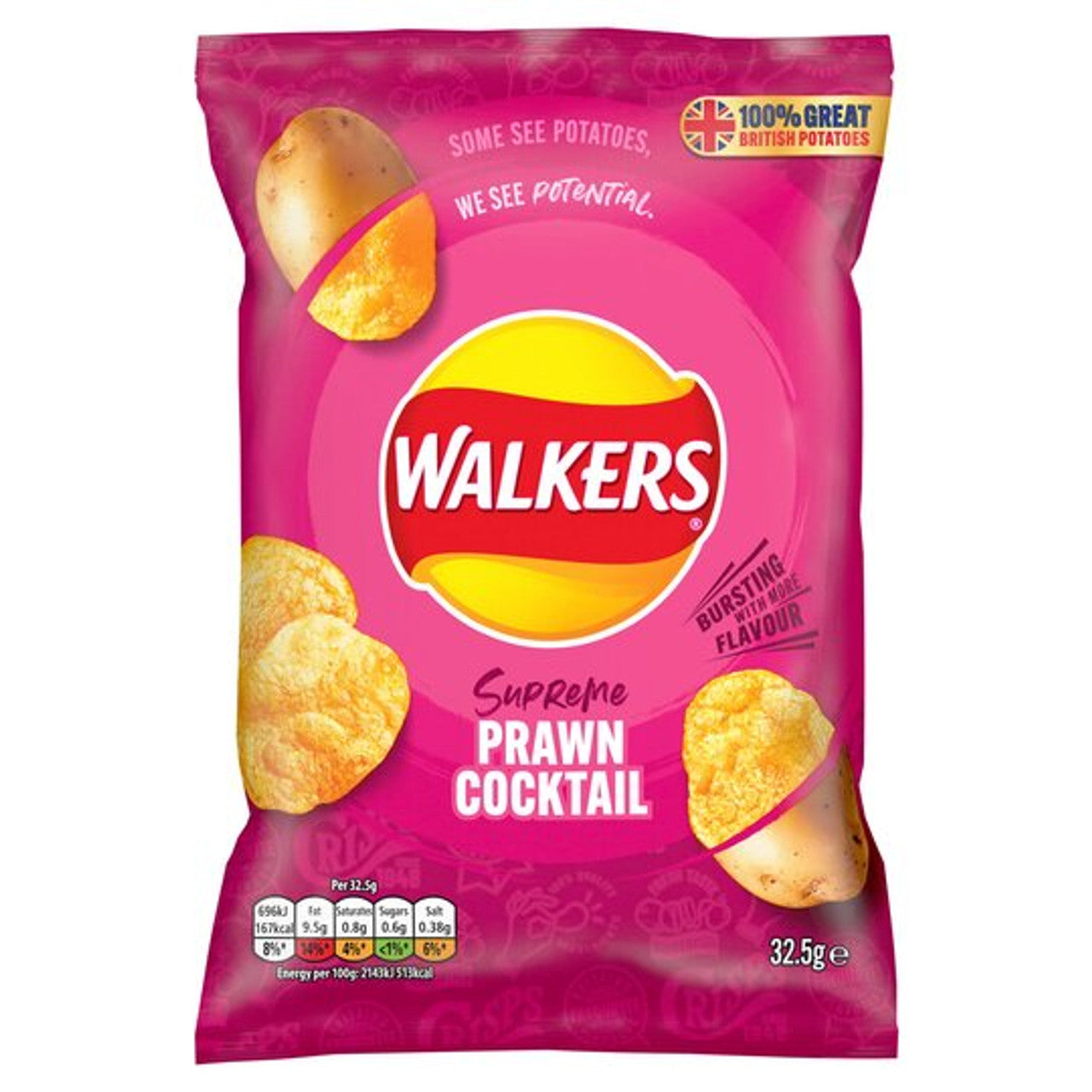 Walkers Prawn Cocktail Crisps 32.5g x 32