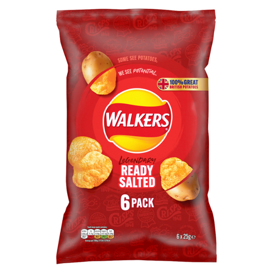 Walkers Ready Salted Crisps 6 Pack x 18