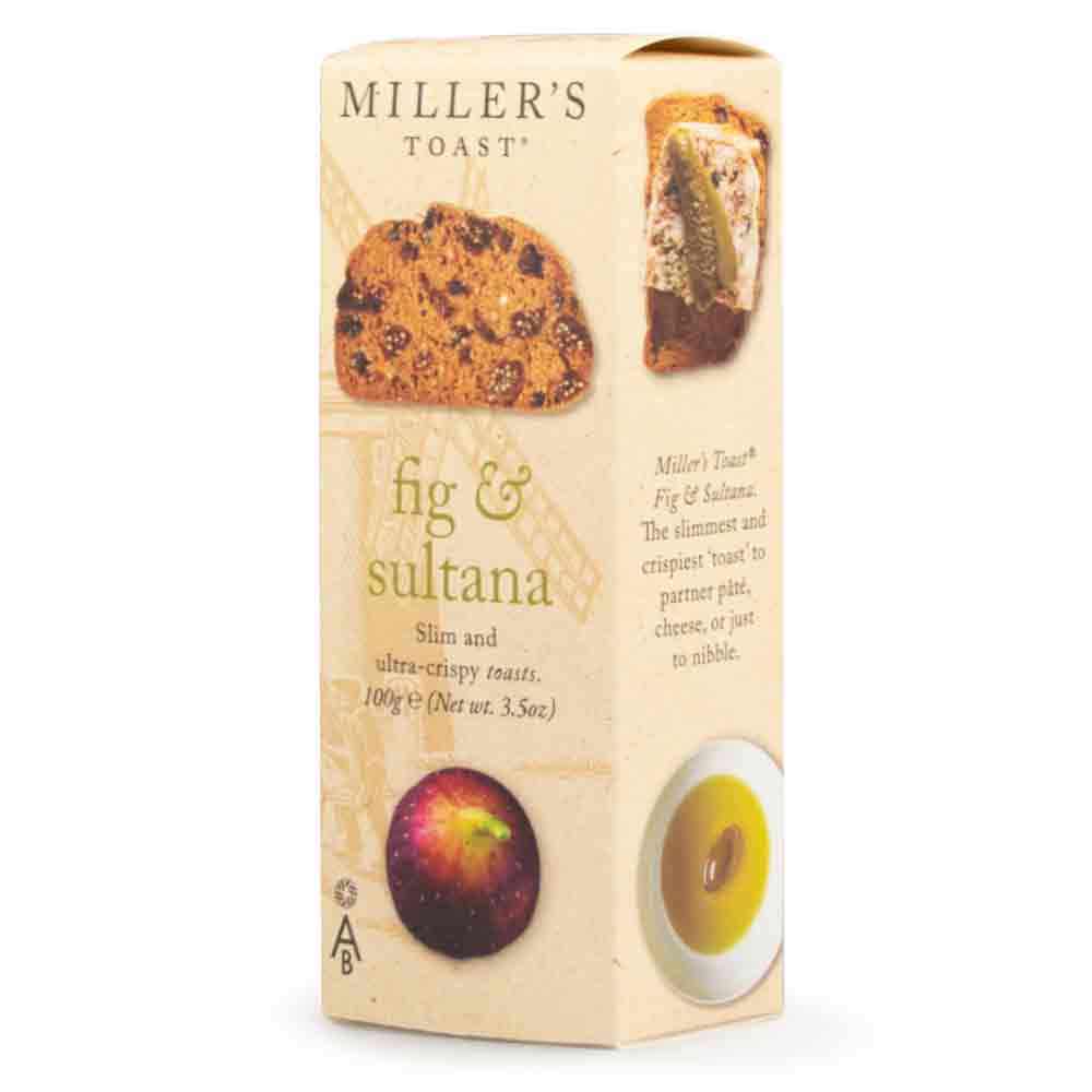 Artisan Biscuits Miller's Toast Fig & Sultana 100g x 6